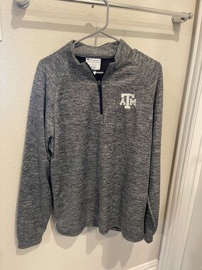 Champion Gray Heather Quarter-Zip Pullover with A&M Logo